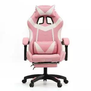컴퓨터 핑크+화이트 게이밍 의자 발받침 (WFHJHU9)