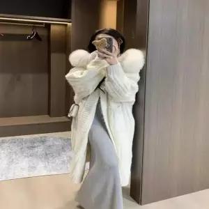 [라일리여성의류] Rly 여성 페미닌룩 롱코트 스타일 니트 털후드 가디건