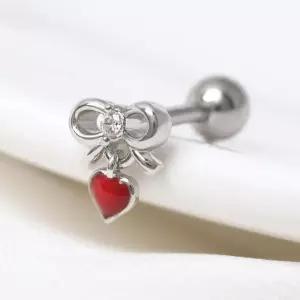 [라일리쥬얼리] Rly 써지컬 스틸 리본 하트 패션 피어싱