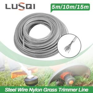 LUSQI 스틸 와이어 나일론 잔디 트리머 라인  브러시 커터  로프  깎는 기계 코드  긴 라운드 롤 교체  5m/