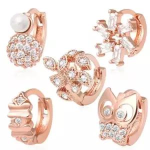 14K Gold-pin 귀찌 로즈골드 큐빅 링피어싱 택1