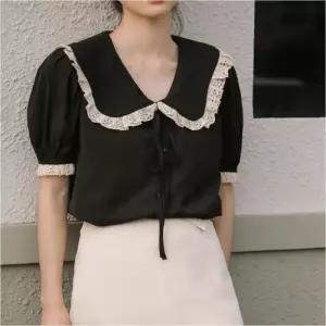 여자 블라우스 블랙 청순 레이스 데이트룩 빅카라