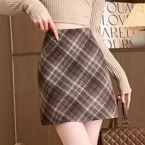 여성 스커트 데이트 체크 치마 가을 가을데이트룩 미니 모직 체크스커트 룩 숏