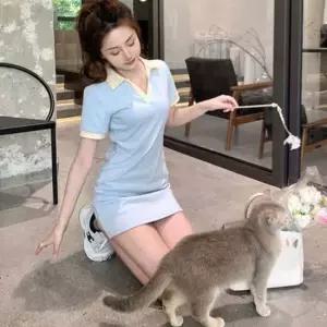 여름미니원피스 여성 오픈카라 캐주얼 반팔 미니 원피스 1P 여름 슬림핏 치마