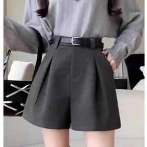 여성 플레어 반바지 겨울 모직 울 와이드 하이웨스트 A라인