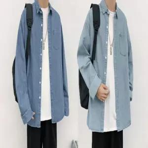 남방 기본 남자 훈남 셔츠 청남방 데님 긴팔 남친룩