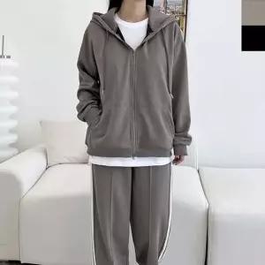 오버핏커플후드집업 여자 빅사이즈 후드 집업 테잎 운동복 세트 1P 커플룩