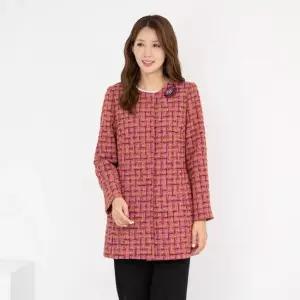 엄마옷 트위드 라운드 체크 하프 반코트 1GHJ25085 중년여성 마담 60 70대  빅사이즈 할머니