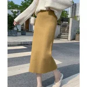 여성겨울롱치마 여성 하이웨이스트 슬림핏 롱스커트 1P H라인 골지