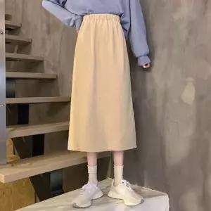 여성 하이웨이스트 밴딩 롱스커트 1P A라인 절개 치마 여자긴치마
