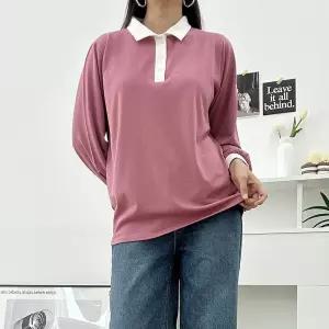 카라배색스판무지긴팔티 BNP840M311 빅사이즈 사이즈에서 자유로운 그녀~