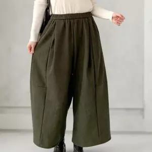 [하프클럽/]여성 루즈핏 9부 코듀로이 기모 통 바지