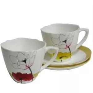 커피잔 2세트 머그잔 물컵 앤틱 찻잔 라떼 레드 노랑