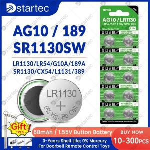 AG10 LR1130 알카라인 버튼 배터리 1.55V 68mAh 코인 셀 시계 계산기 LED 라이트 누출 방지 디자in 189 LR5