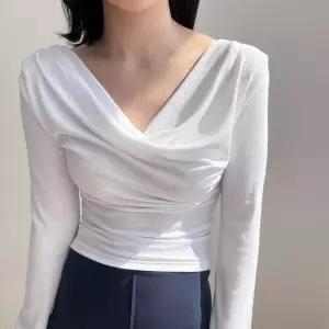 입술넥 보트넥 셔링 긴팔 드레이프티셔츠 (14135871)