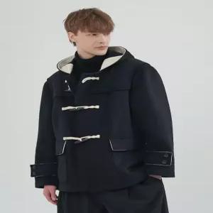 울 블렌드 더플 숏코트_블랙