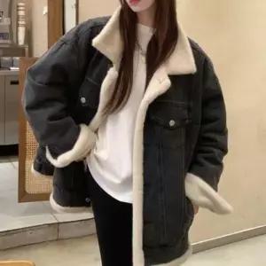 자켓 리버시블 청 여자 아우터 안감 양면 데님 퍼 WFLQ8B8