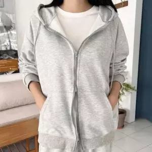 데일리 여자 오버핏 봄 가을 운동복상의 후드집 WFLQVNN