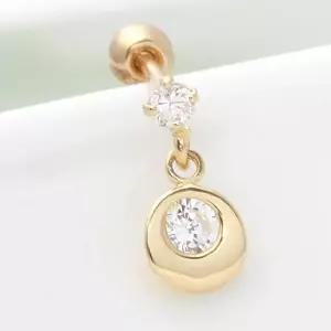10K 금 라운드 큐빅 드롭 골드 피어싱 (WFKJQD7)