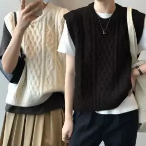 베스트 꽈베기 조끼 니트조끼 패턴 여자 라운드 (WFKJXMP)