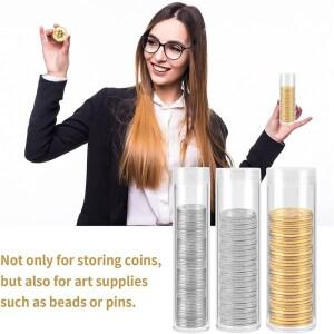 다목적 플라스틱 동전 튜브 원형 방진 보관함 투명 기념 보호대 집