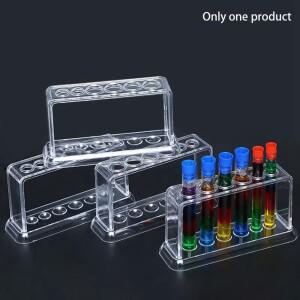 2X 플라스틱 투명  튜브 랙 6 홀 스탠드 실험실 선반 학교 공급 장비 16.7X8X3 Cm