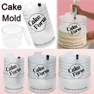조절  원형 케이크 링 몰드 접이식 무스 링 아크릴 베이킹 도구 3가지 크기 가정호환용 주방