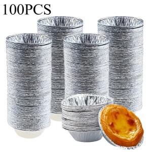 파티호환용 일회호환용 원형 페이스트리 몰드 베이킹 알루미늄 호일 에그 타르트 트레이 레스토랑 주방 100