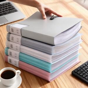 A4 60포켓 대용량 투명 파일 폴더 전면 커버 및 라벨링 시스템 포함) - 고강도 PP 소재