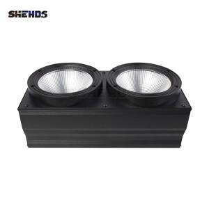 SHEHDS LED 2 눈 200W DMX 쿨+ 흰색 COB 극장 콘서트 크리스마스 조명 청중 고출력 블라인더 무대 램프