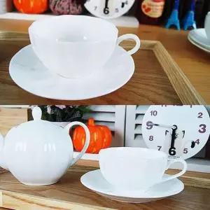 깔끔한 도자기 호박 커피잔 2인 세트 1P 손님용 찻잔 WFGBG9M