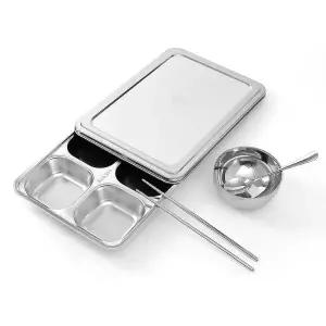 스텐 527BZW46 4구 식판 풀세트 수저칸 뚜껑 특대