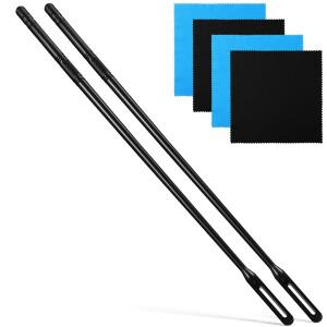 2Pcs 플루트 청소 키트 블랙 긴  스틱 4 천 블루 간편한 닦기 호환한 실천자 매니아 뮤지컬