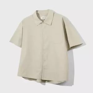 kiimuir 코튼 워시드 하프 셔츠웜그레이