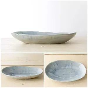 이천도자기 816BBB32 수묵 타원볼 샐러드 디저트 플레이트