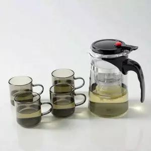 내열유리 드롭 티포트 700ml 버튼형 차포트 다기
