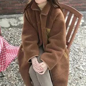 [라일리여성의류] Rly 루즈핏 여성 양털 코트 플리스 여성 오버핏 코트