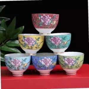 플라워 다기 찻잔 6p세트 80ml 작약 사케잔 선물용