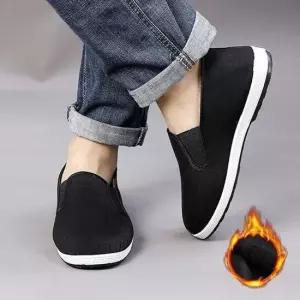 [라일리] Rly 남성 캐주얼 블랙 화이트 기모 슬립온 신발 Z  45047562)