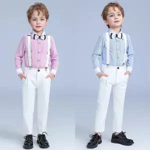 벤자민 세로스트라이프 멜빵바지 교복세트(셔츠 타이