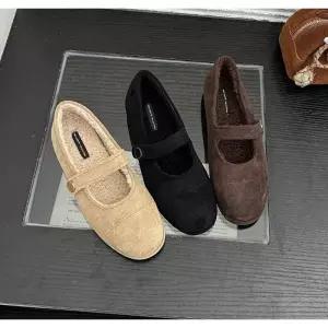 [라운슈] 스웨이드 퍼안감 메리제인 플랫슈즈 1.5cm