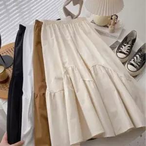 A라인 캐주얼룩 청순 롱스커트 무드 코튼밴딩스 WFLREFD