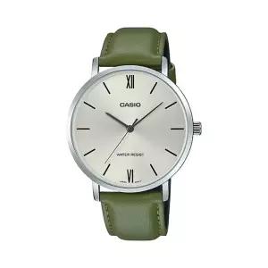[카시오]카시오 MTP-VT01L-3B 라운드 남성 가죽 아날로그 시계