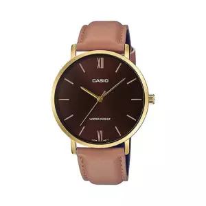[카시오]카시오 MTP-VT01GL-5B 라운드 남성 가죽 아날로그 시계