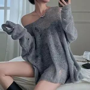 시스루 긴팔니트티셔츠 헤짐 루즈핏 빈티지 22 NF 여 WFLRI0Y