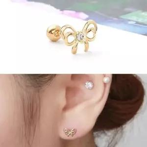 10K 금 리본 라인 큐빅 골드 피어싱 10K피어싱 금피어싱 골드피어싱 로즈골드피어싱