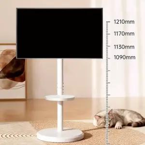 티비거치대 TV 스탠드 모바일 스탠드-360 ° 10-42인치 곡면 스크린용 회전식 바닥 거치대 휴대용 카트 틸