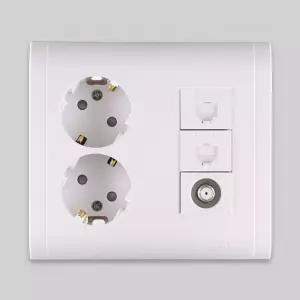 통합수구 미르 좌 매입2구 우 8P CATV 2셀프수리 전기공사 부품 조명스위치 통신 전화