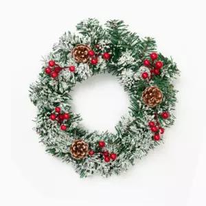 크리스마스 원형 벽장식 도어소품 (눈꽃 앵두)걸이품 트리용 가정용 파티 홈파티 인테리어 데코 용품 장식