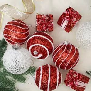 (도토로) 글로우 수제볼 트리 오너먼트 세트(레드 01)꾸미기 크리스마스장식품 데코 용품 소품 꾸미기